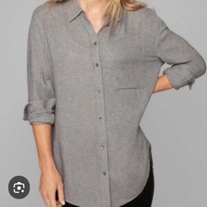 Athleta Gray Flannel Wool Blend Button Down Shirt M